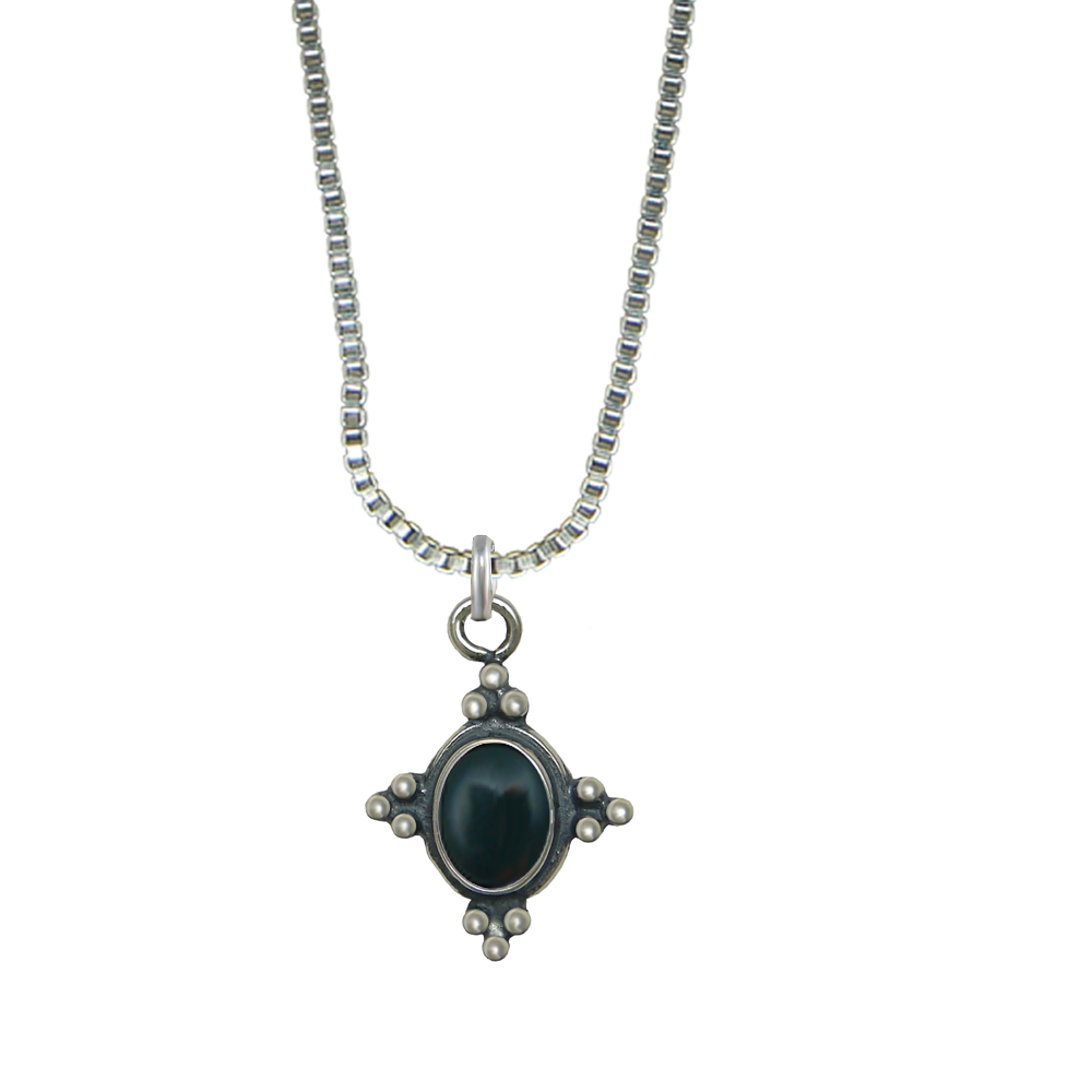 Sterling Silver Little Bloodstone Pendant Necklace